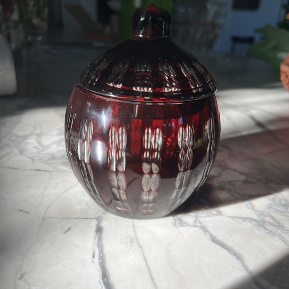 Carl Meltzer Glass‎ Vase Lidded Box Langenau/Haida Bohemia ruby red 1920s Czech - Picture 2 of 6